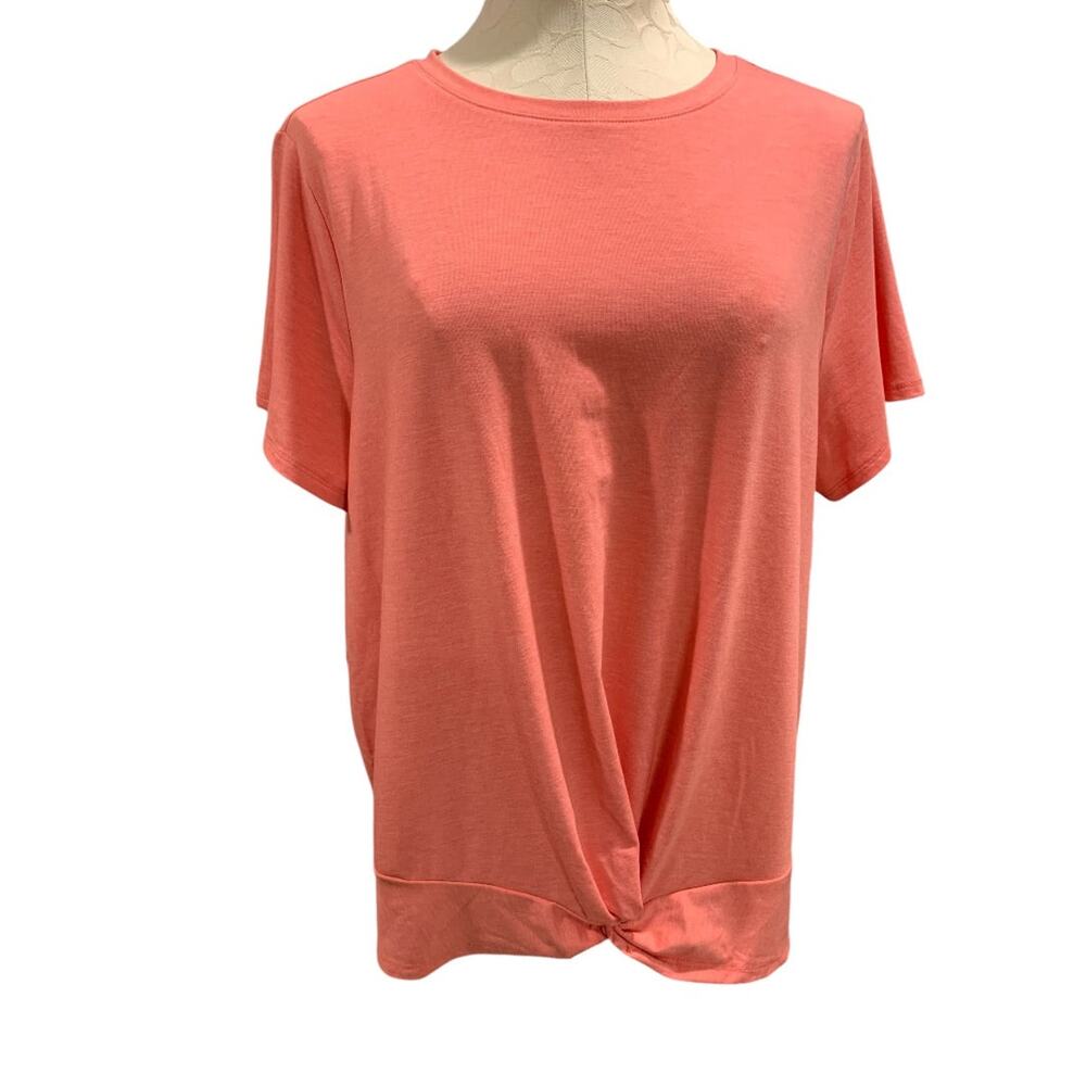 XXL Apt 9 Womens New Coral Twist Hem Tshirt Soft Short Sleeve